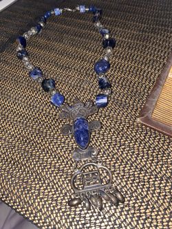 Aztec Warrior Lapis Necklace & Pin 