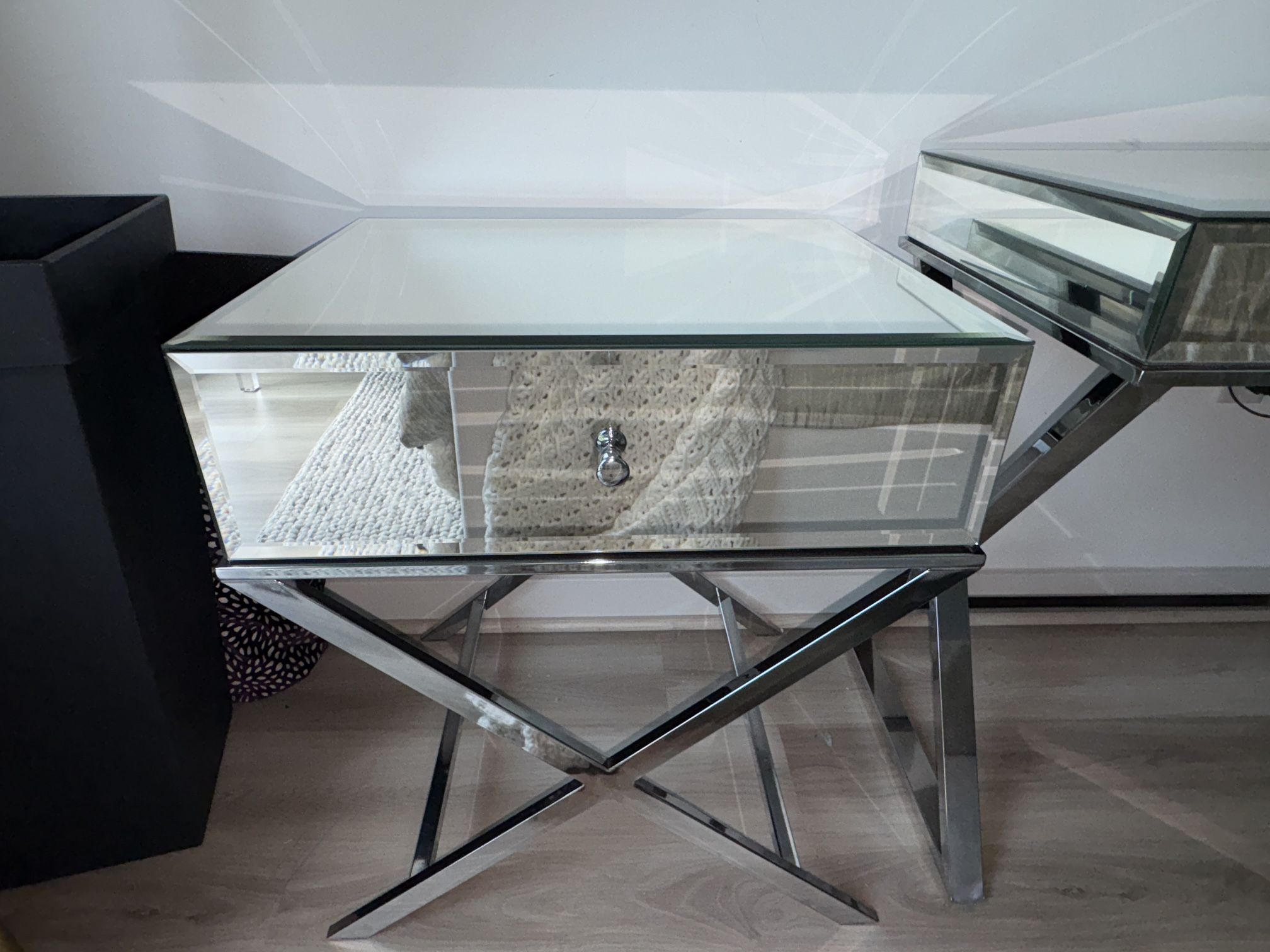 Wayfair Glass/Mirror Desk + Nightstand