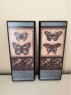 Like New Set of Two Butterfly Wall Art Pictures