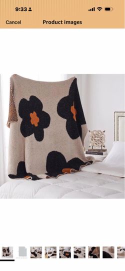 Floral Knit Throw Blanket