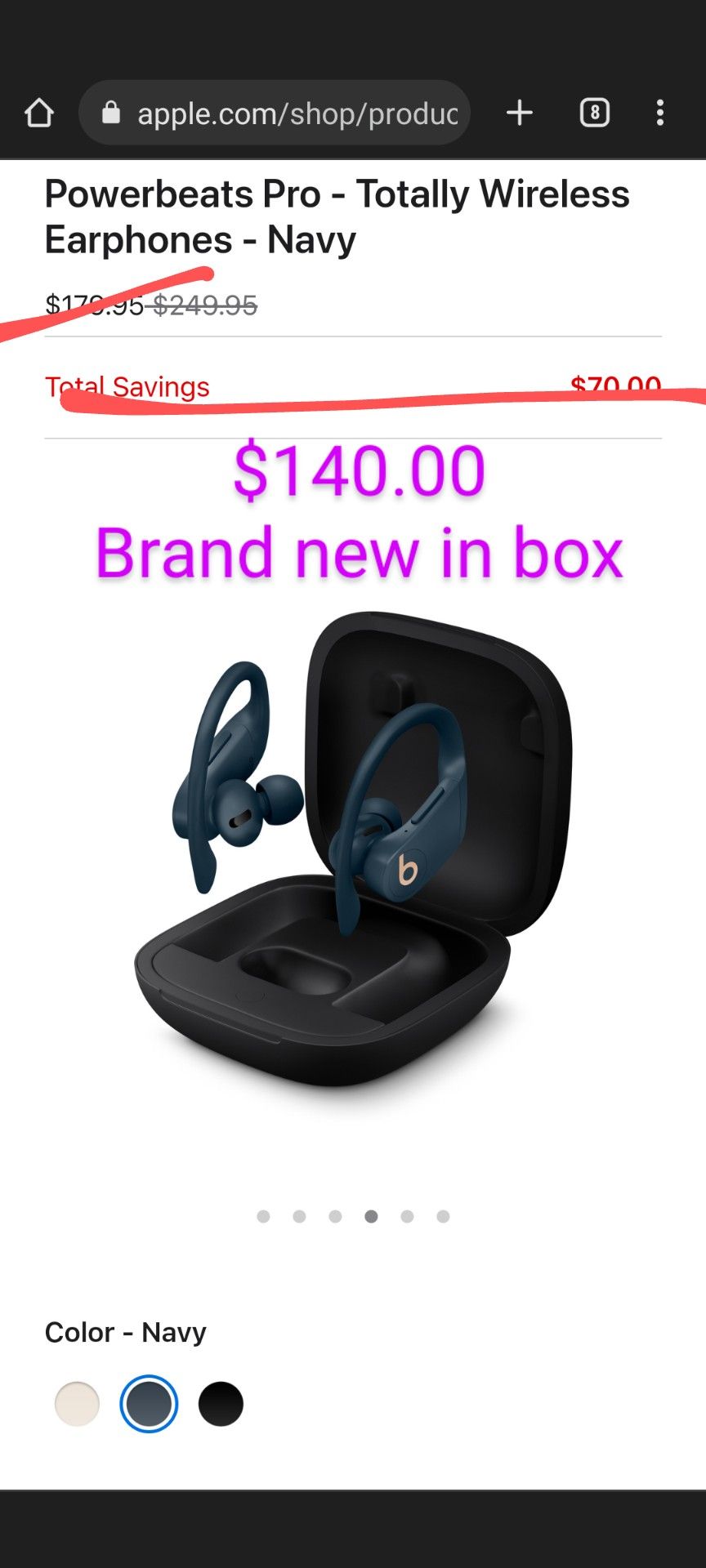 Powerbeats Pro - Totally Wireless Earphones - Navy    