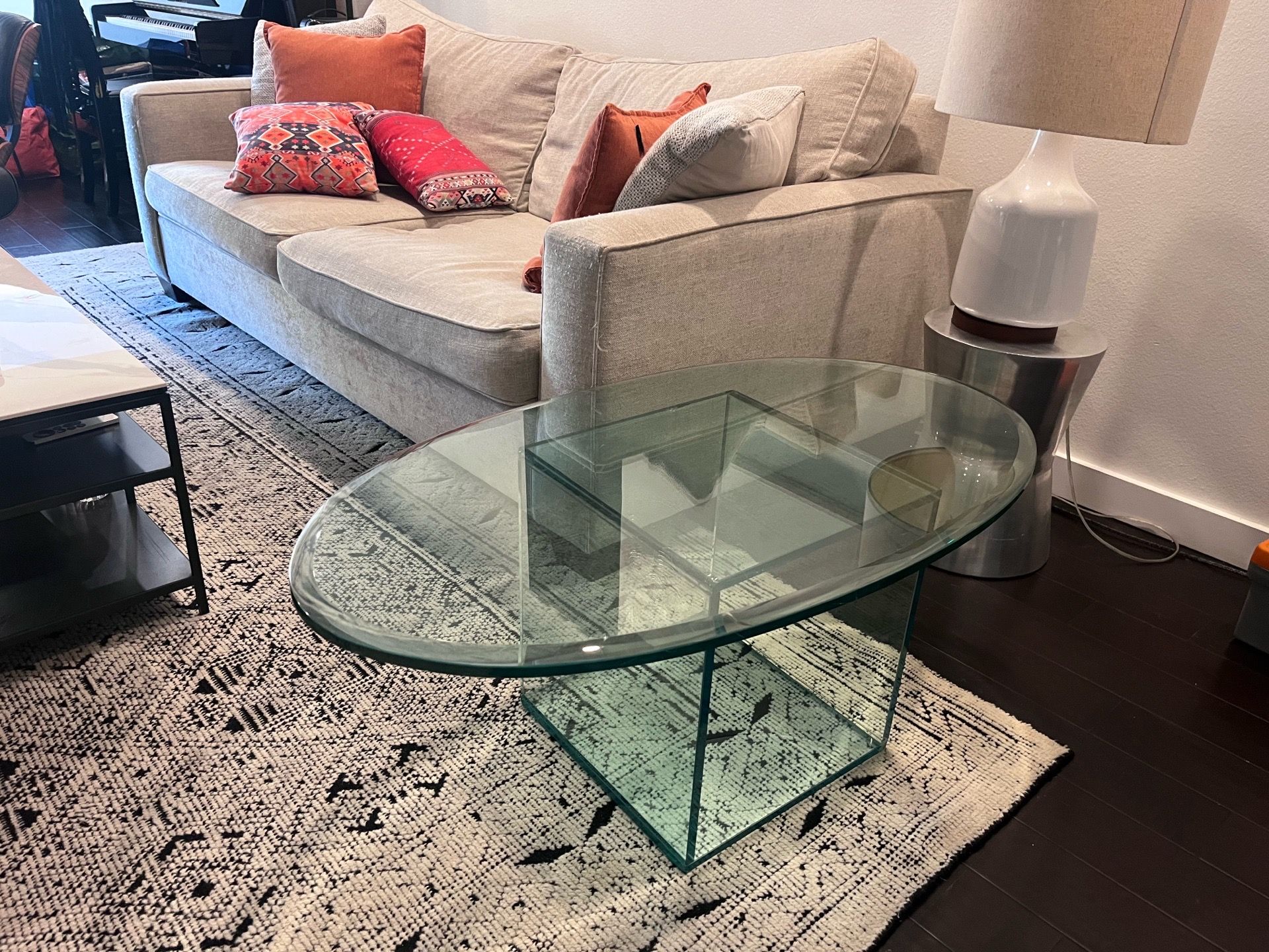 VINTAGE POSTMODERN GLASS COFFEE TABLE