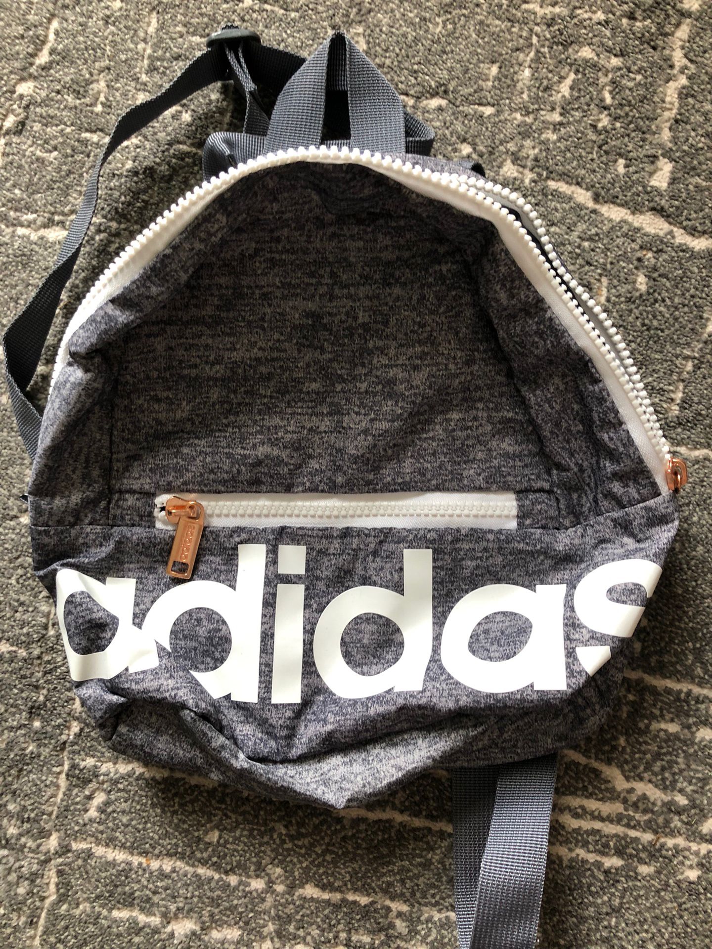 Small Gray And White Adidas Backpack Purse