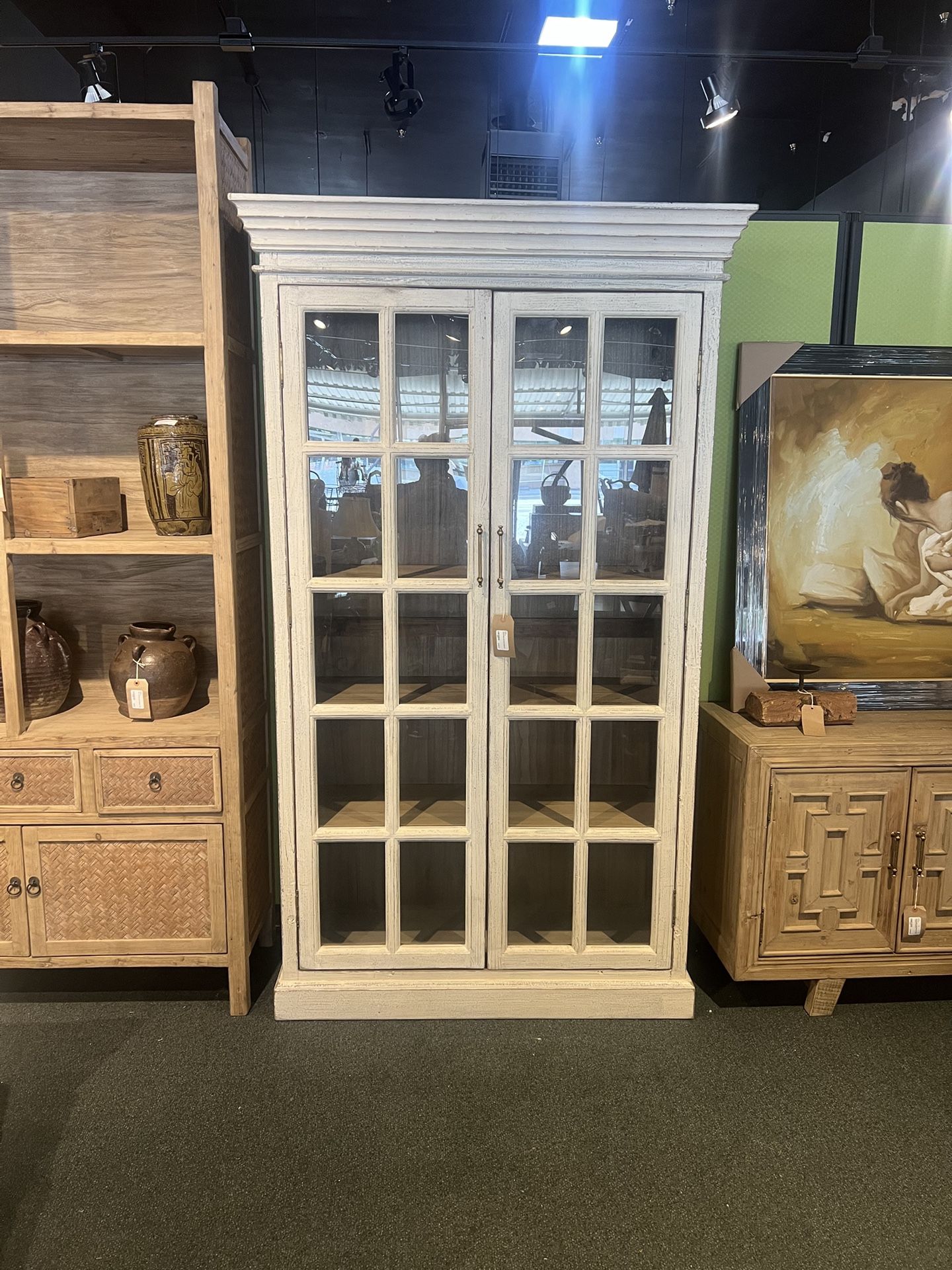 Bookcase: C-199 White Rustic Solid Pine Wood Bookcase SKU 1ZE215