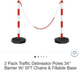 2 Pack 34'' Traffic Delineator Poles With Fillable Base brand new still in box
