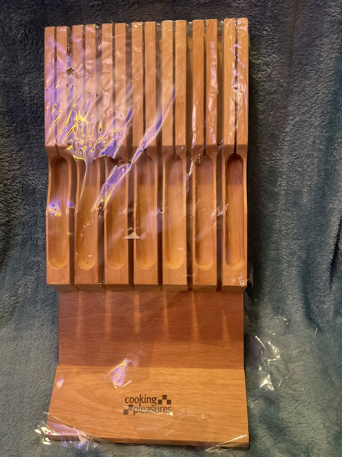 "New"Cooking Pleasures In-Drawer Bamboo 13 Knife Organizer (Knives Not Included)