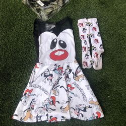 Wakko Animaniacs dress and socks Costume womens extra small with new head band