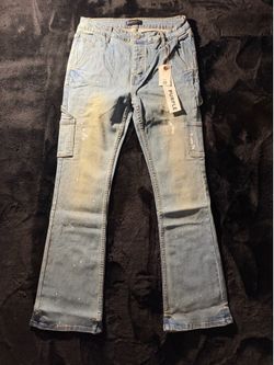 Flared purple jeans