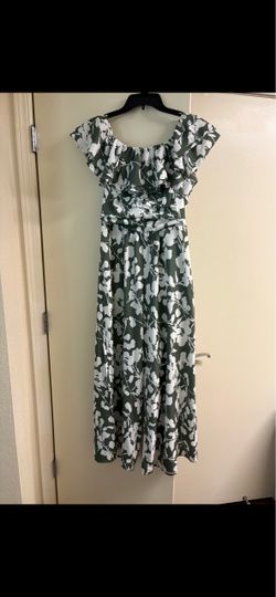 Green Floral Ruffle Maxi Dress