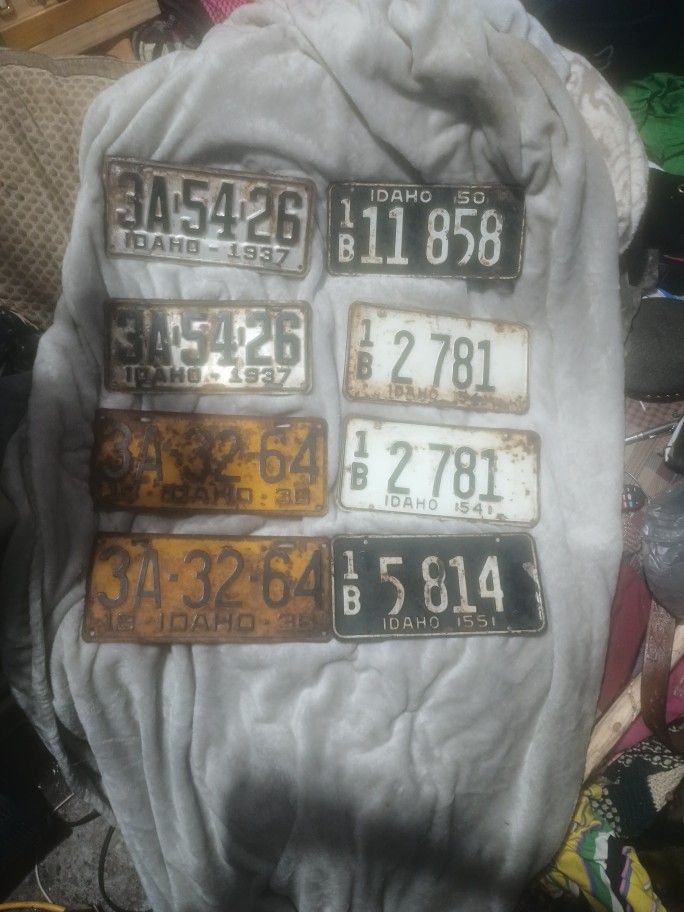Vintage Idaho Plates 1936,37,50,54,55
