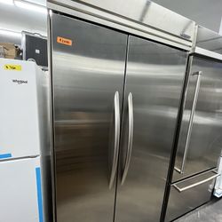 Kitchen Aid Side By Side Built In 42” Stainless Steel Refrigerator 