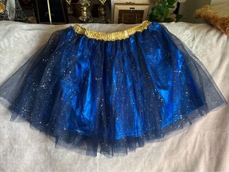 Halloween Blue Glitter Tutu Skirt with Gold Waistband