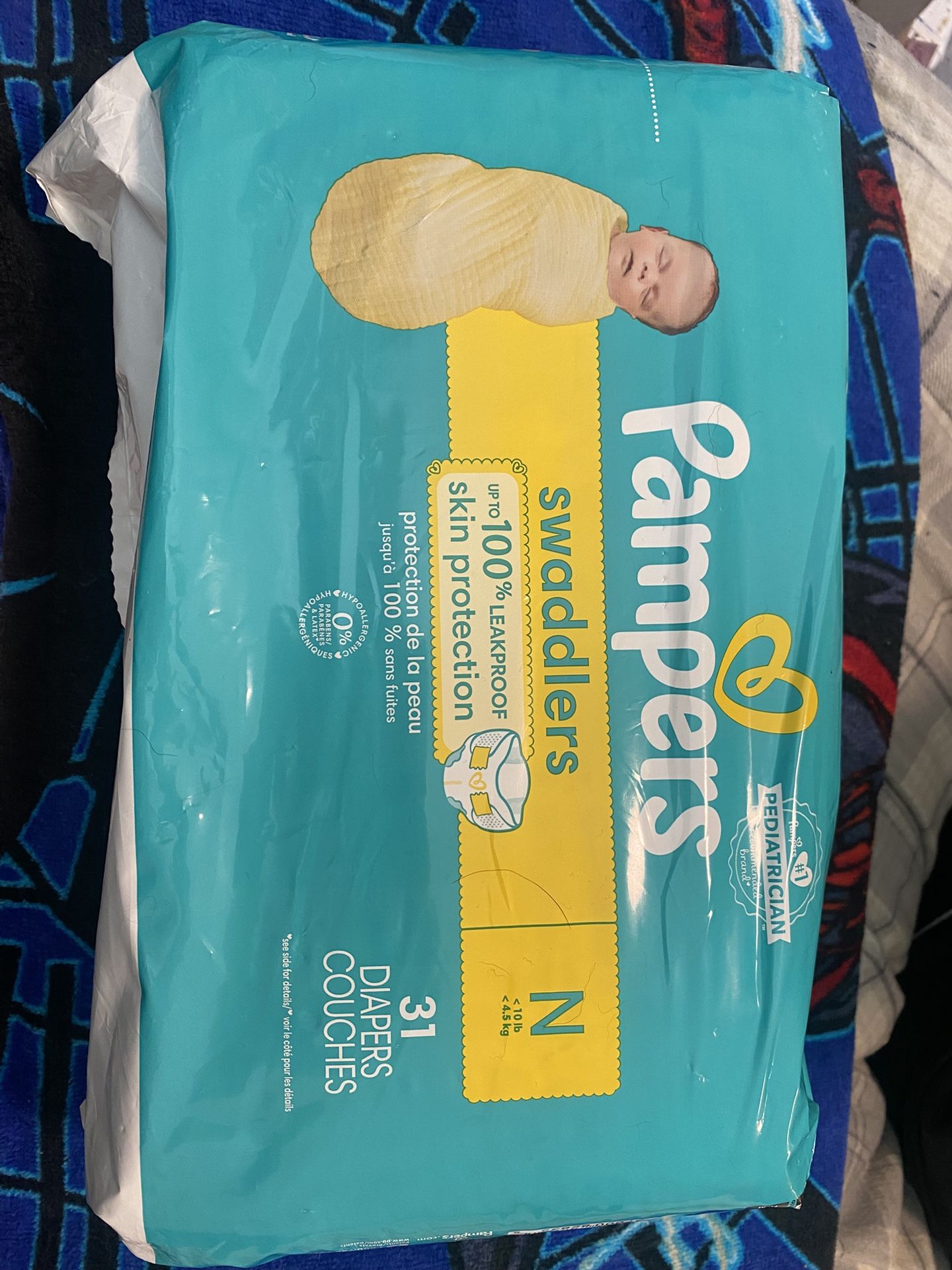 Brand, new unopened, pampers, newborn