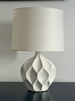 White Modern Design Table Accent Lamps - Pair