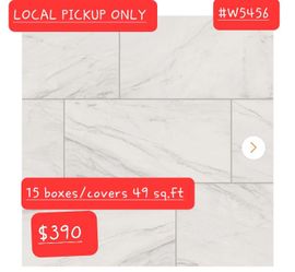 ➿️ Starmount White Quartz 15"x30" Glazed Porcelain Stone Look Floor/wall Tile #5456