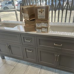 Double sink bathroom vanity 72 inch gray 