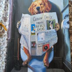 Funny Bathroom Dog Painting 