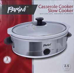 Casserole Cooker Slow Cooker w/oven-safe, removable stoneware By Parini