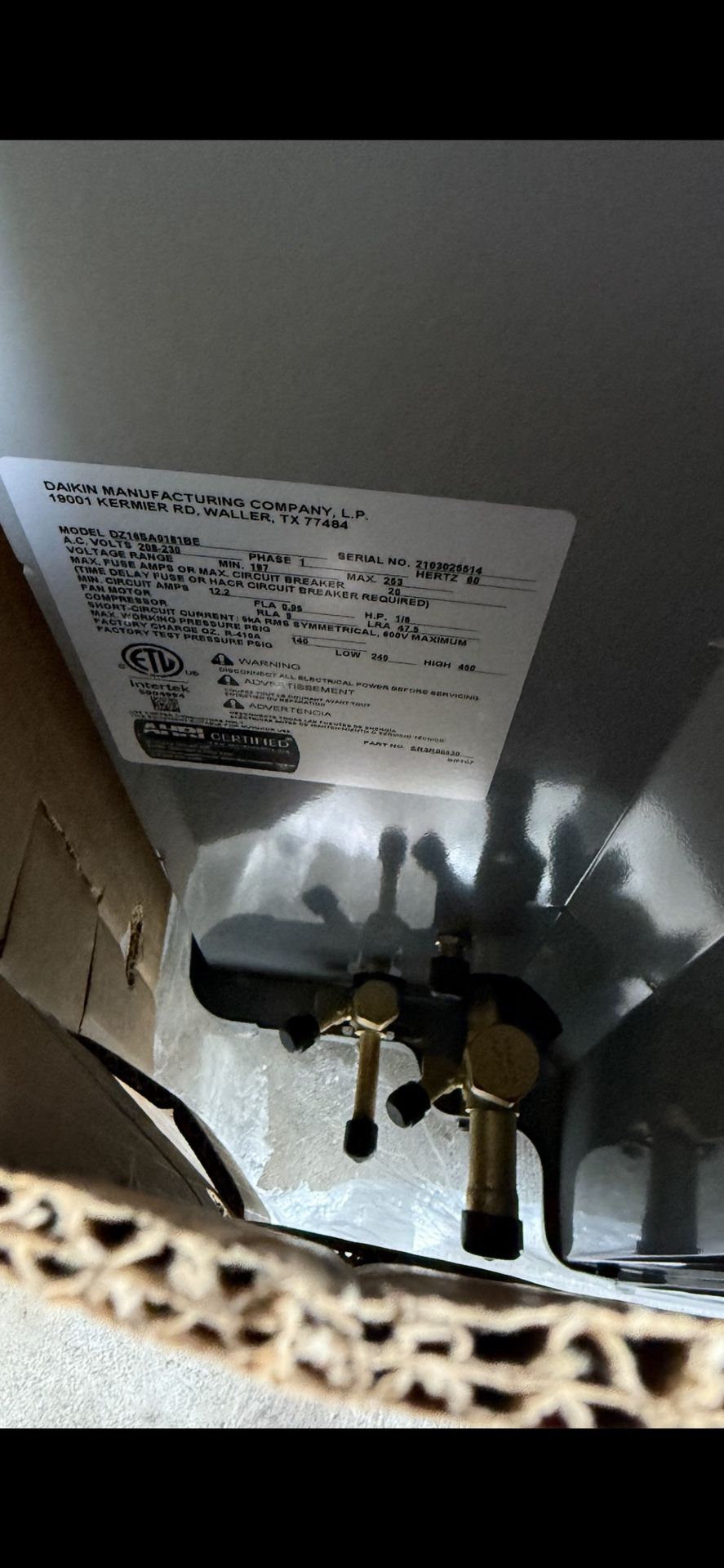 Daikin DZ16SA0411BB 3.5 Ton Heat Pump Outdoor Unit
