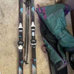 Skis With Poles And Carrier Bag