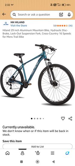 Hiland 29 inch Aluminum Mountain Bike, Hydraulic Disc-Brake, 16 speeds, Men
