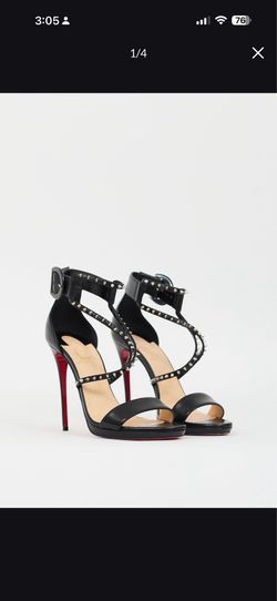 Christian Louboutin- Black Leather Choca Lux Studded Heel US 7.5