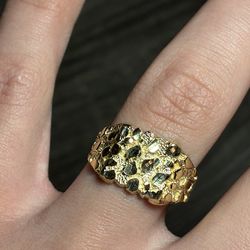 Gold Nugget Ring 10k Sizable New