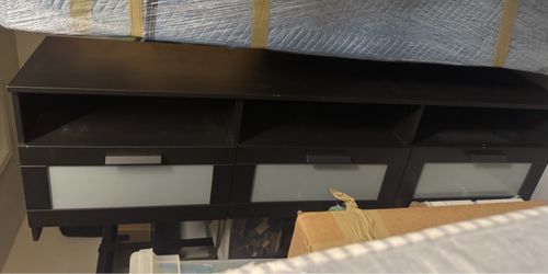 Free 3 Drawer Dark Brown Wood Entertainment Center
