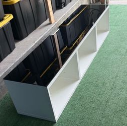TV Stand / Media Console – White 3-Cube w/ Black Tempered Glass (Floating or Standing)