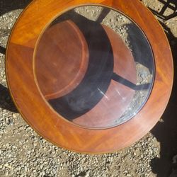 Solid Wood Round Table with Glass Top