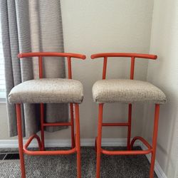 Orange + Cream Barstools (Set of 2)