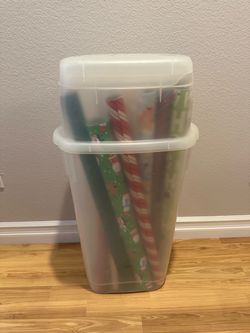 Rubbermaid Wrap N Craft Plastic Storage Container for Wrapping Paper and Crafting Supplies