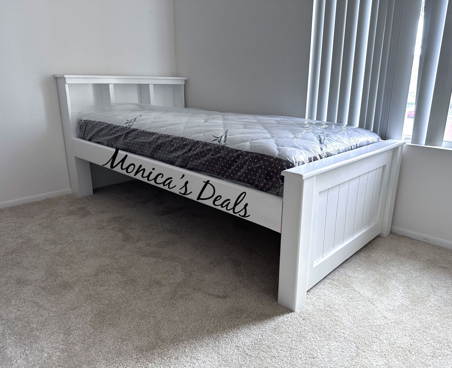 Twin Solid Wood Bed With Mattress $360