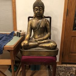 Large Metal and Plaster Buddha Statue, painted in Bronzes/Gold!! 