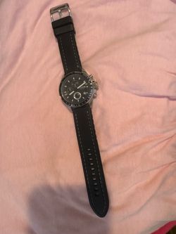 Fossil Chronograph Watch Black Leather Strap