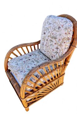 Vintage Rattan Boho Chair and Footrest