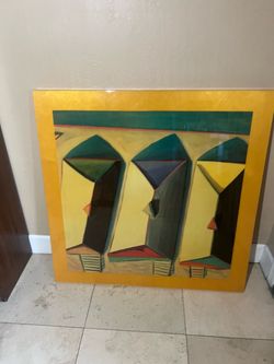 Copenhagen Large Abstract Cubist Oil Painting on Canvas