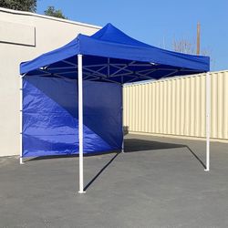 (New) $120 Heavy-Duty Ez Popup Canopy 10 x 10 FT with (1 Sidewall, Carry Bag) 