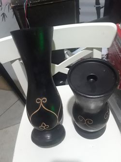 Solid wood Swirly Candle Holders $15.00 cash only