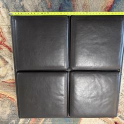 Ottoman Coffee Table Black Leather with Storage 