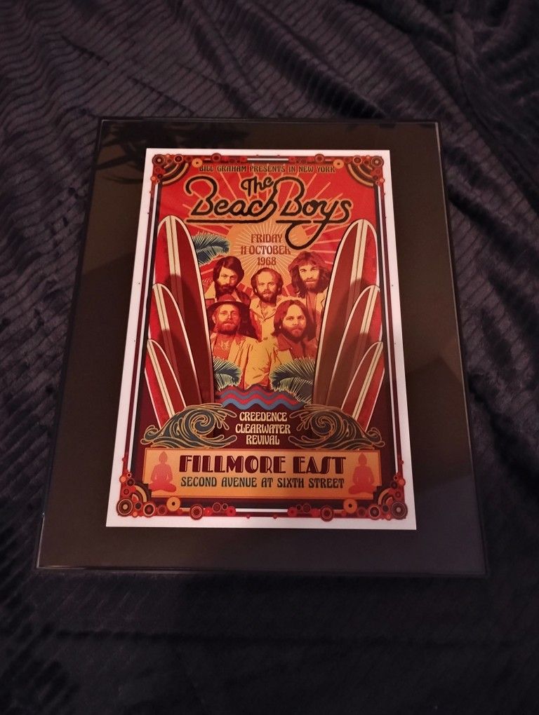 The Beach Boys Frame 11 in x 14 inch GLASS NEW