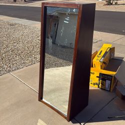Wooden Rolling Mirror With Storage