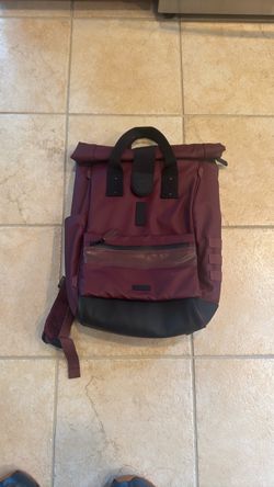 Burgundy Cabaia Waterproof Roll-Top Backpack