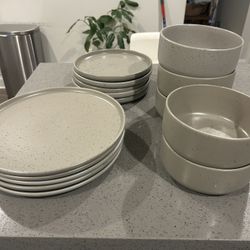 Set of Stoneware Plates and Bowls