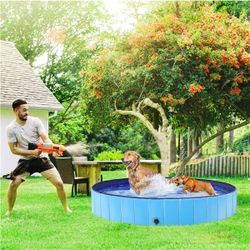 Foldable Pet Pool, Portable Dogs/Cats Bath Tub Indoor and Outdoor, PVC Portable Wash Tub for Pet Dogs