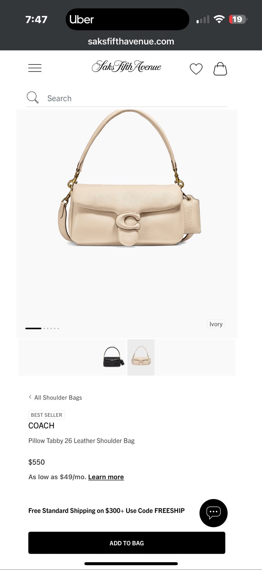 Coach Pillow Tabby 26 Leather Shoulder Bag