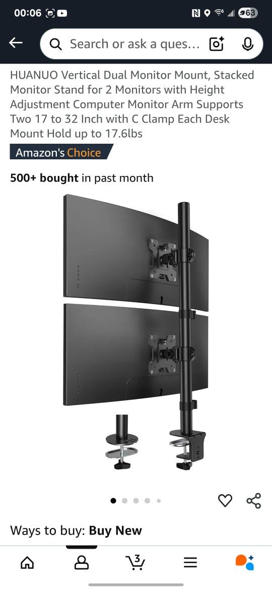 Huanuo Veritcal Dual Monitor Stand