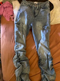 Light Wash Cargo Denim Jeans