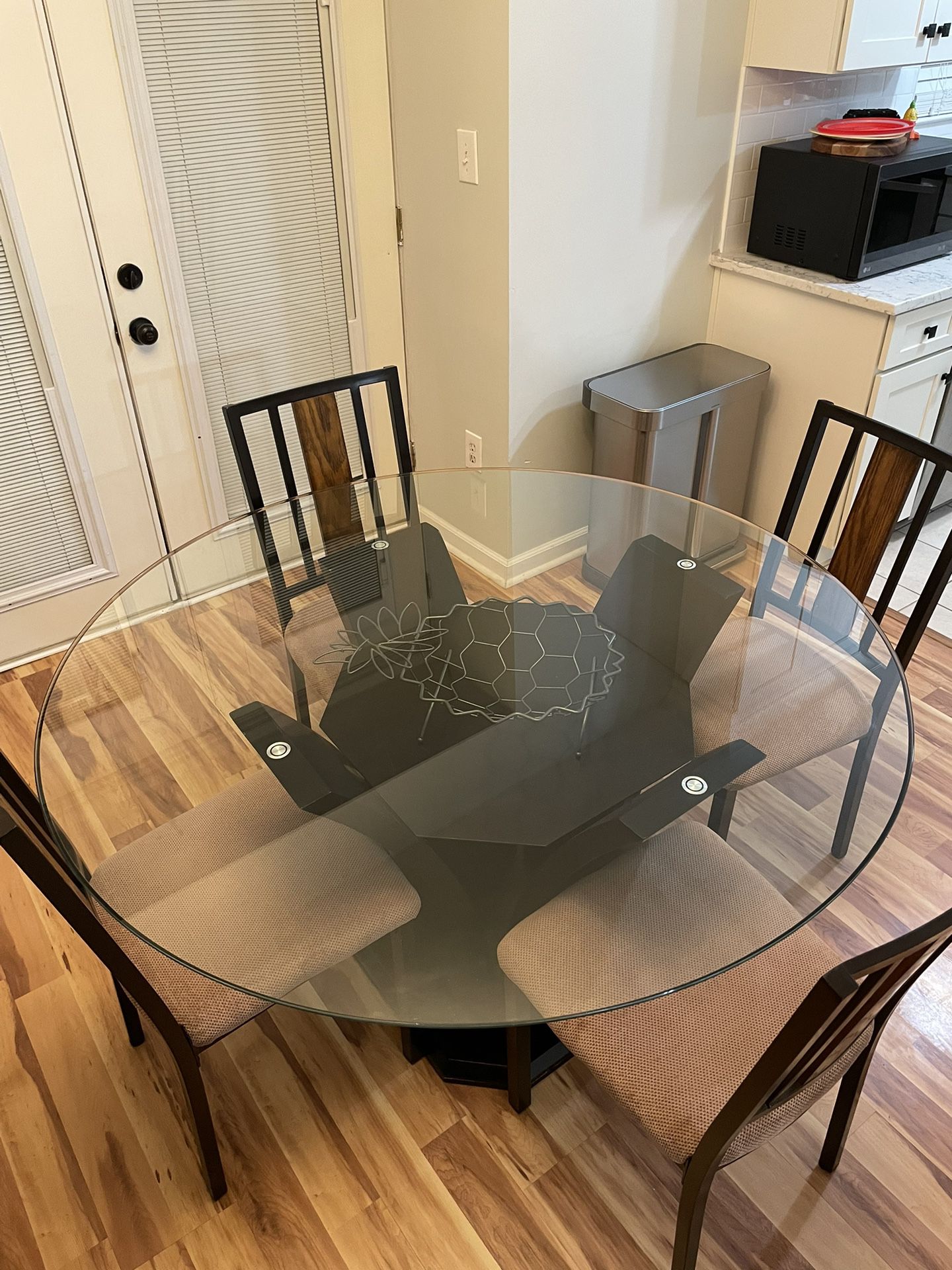 Glass Top (54”) Black Table w/ 4 Chairs