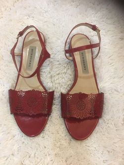 Burberry red patent leather sandals